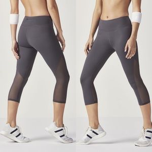 Fabletics Mid-Rise Mesh Powerhold Capri Dark Grey